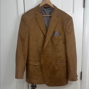 Linea Uomo Microsuede Blazer Tan elbow Patches 48R